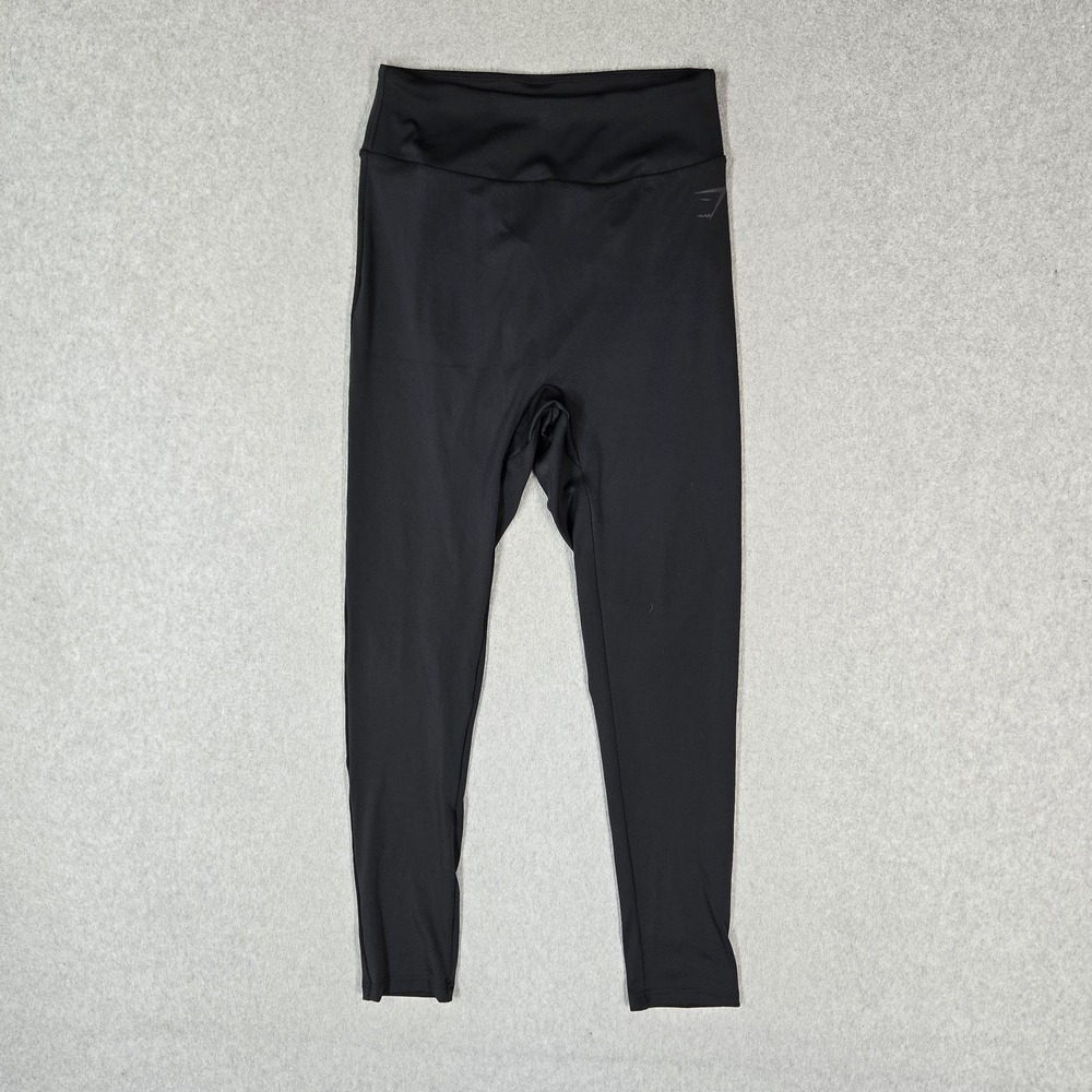 Gymshark Men Activewear Pants L Black Running Power Legging 25" Inseam Stretch